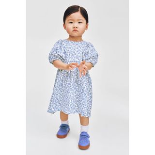 H&M(เอชแอนด์เอ็ม) เดรสผ้าคอตตอนเซียร์ซัคเกอร์ เด็กทารก 11995…