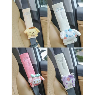 1/2 ชิ้น Sanrio Kuromi Melody เข็มขัดนิรภัยรถยนต์ไหล่ป้องกัน Cinnamoroll การ์ตูนน่ารักเข็มขัดนิรภัยรถยนต์