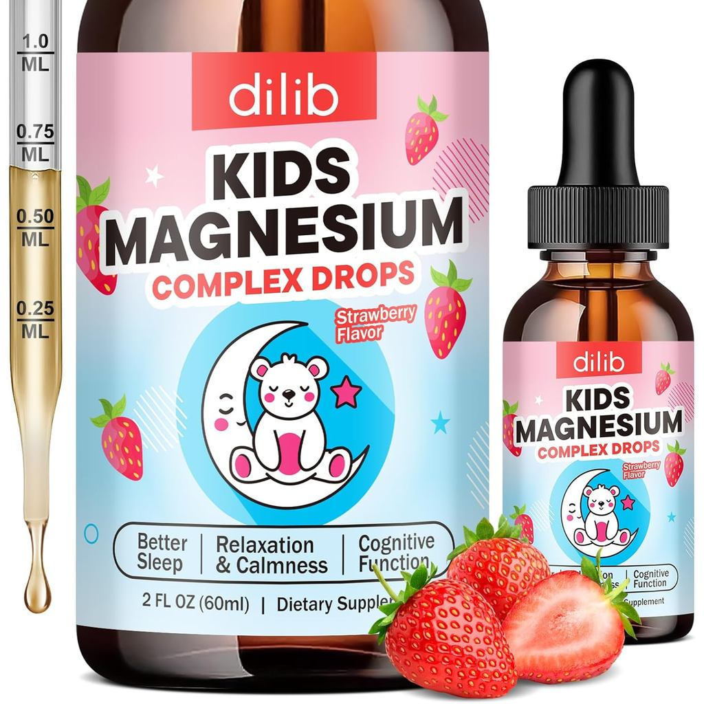 Kids Magnesium Liquid Drops - Liquid Magnesium Glycinate สําหรับเด็ก, Citrate vel with L-theanine, O
