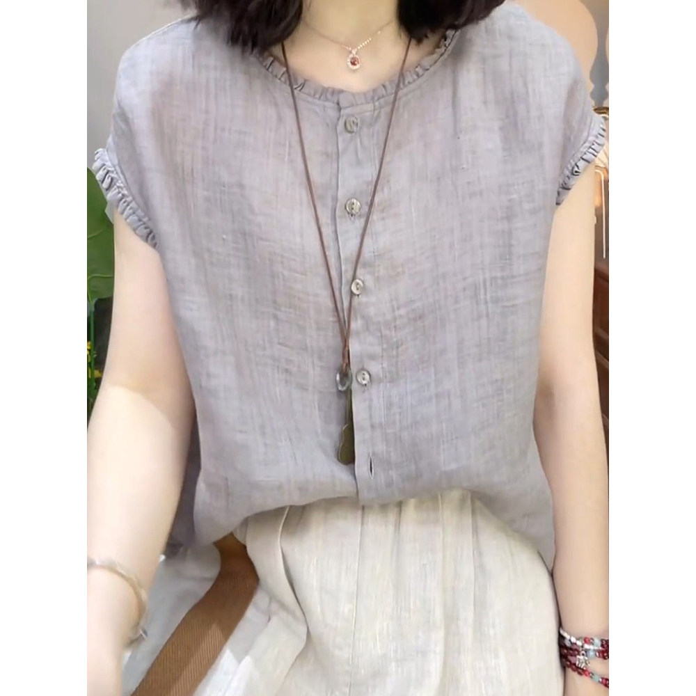 เสื้อแขนสั้นผู้หญิง สีทึบ ดีไซน์เรียบง่าย พร้อมขอบเย็บอย่างประณีต เหมาะสมกับฤดูร้อนและสามารถแมッチได้ง่ายกับหลากหลายสไตล์