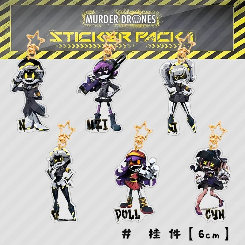Murder Drones micha Standee พวงกุญแจ 6 ซม.ตัวละครรุ่น Uzi Doorman N V ตุ๊กตา J Cyn อะนิเมะกระเป๋านัก