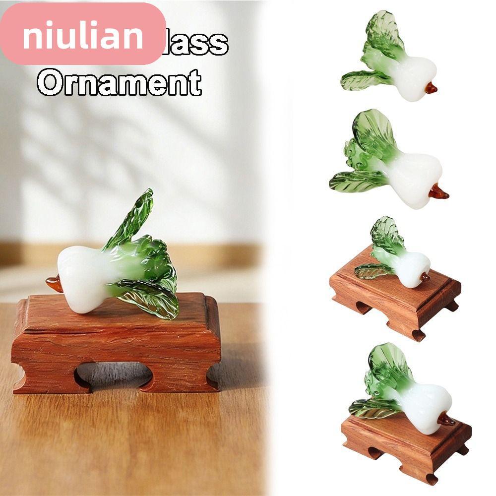 NIULIAN คริสตัลตกแต่งโต๊ะ, แก้วเป่า Bok Choy รูปร่างแก้ว Bok Choy, การออกแบบความเจริญรุ่งเรือง Bok C