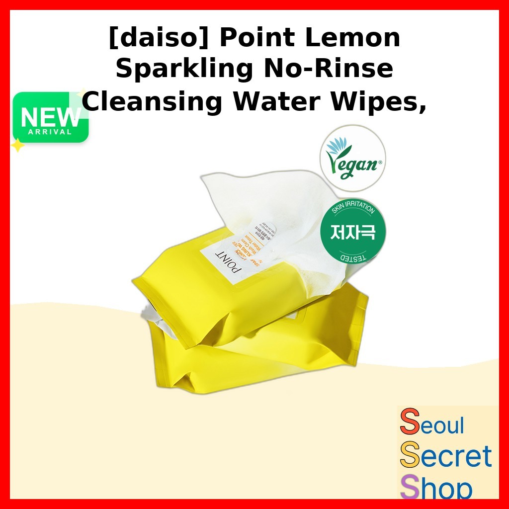 [daiso] Point Lemon Sparkling No-Rinse Cleansing Water Wipes, N/A, 30pcs / Korean Cleansing Wipes by