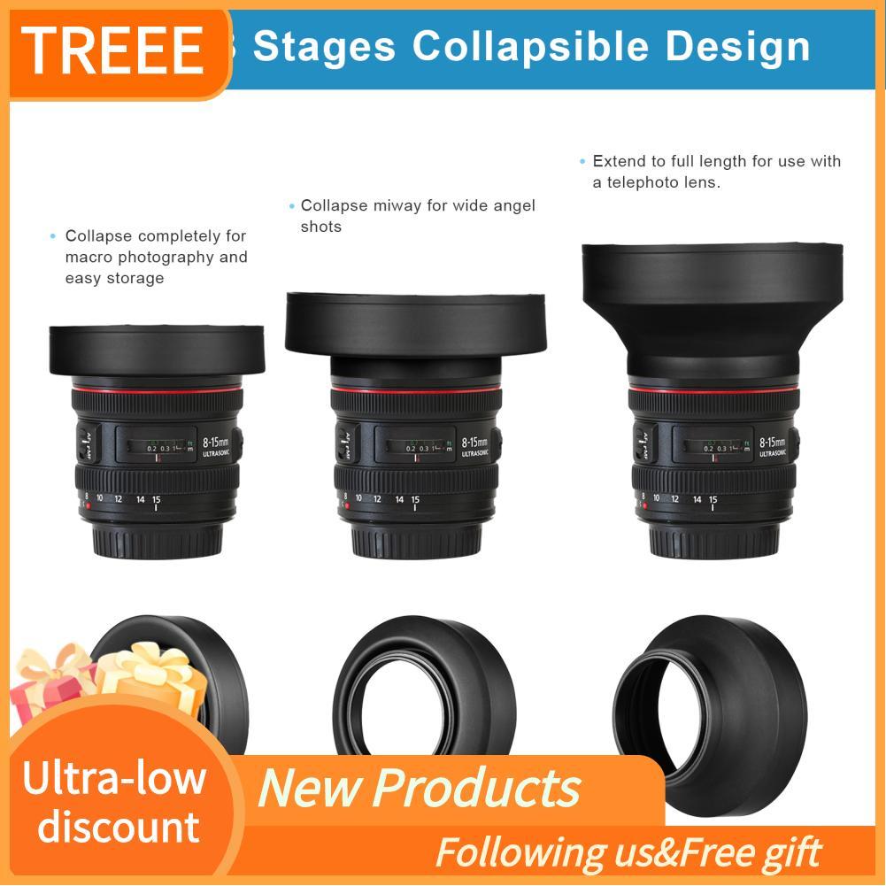 Treee Treee ชุดเลนส์ฮูด 67 มม. พร้อมดอกทิวลิปดอกไม้ + ผ้าทำความสะอาดยางแบบพับได้สำหรับ Canon EOS 7D 