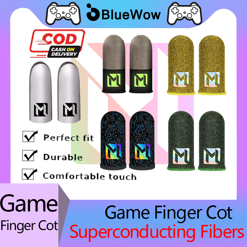 Bluewow MLBB Glow-in-the-Dark Dual-Texture Gaming Finger Sleeves, Touchscreen Gloves, Anti-Slip, Breathable, Precision for PUBG, MLBB, และเกมอื่นๆ
