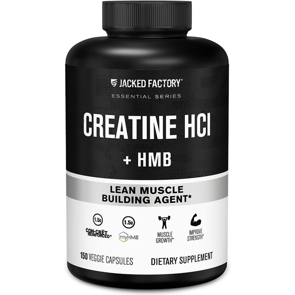 Jacked Factory Creatine HCL + HMB Capsules - Synergistic CON-CRET, myHMB, & Vitamin D สูตรปรับปรุงกา