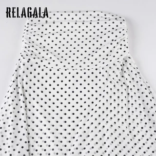 RELAGALA ผู้หญิง 2026 ใหม่ลายจุดพิมพ์ Causal แฟชั่นชุดกระโปรงตาข่ายไม่สม่ําเสมอ