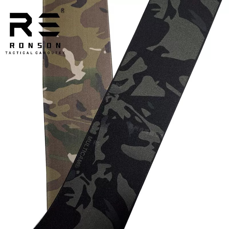 LY 2M ยืดหยุ่น Webbing โพลีเอสเตอร์ยืดสายรัด MC CP All Terriain Camouflage พิมพ์เทปยืดหยุ่นสําหรับกระเป๋าและกระเป๋าเป้สะพายหลัง 6HL1