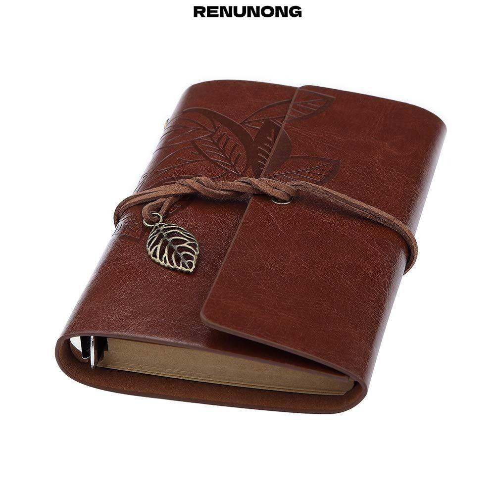 RENUNONG Travelers Notebook, Leaf PU Leather Journal Sketchbook, Vintage Hand Account Book Home