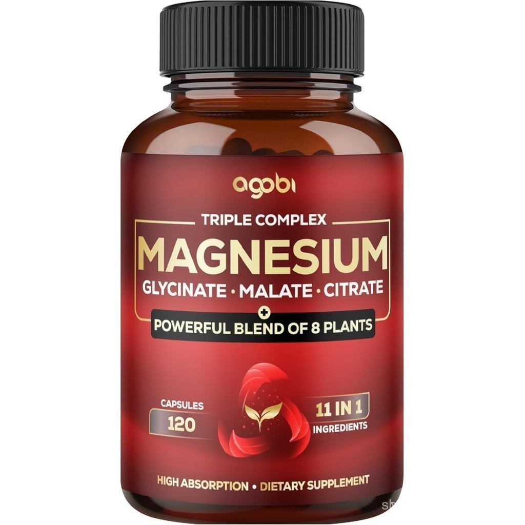 Magnesium Triple Complex - 600mg Magnesium Glycinate, Malate & Citrate - เพิ่มผักโขม, Swiss Chard & 