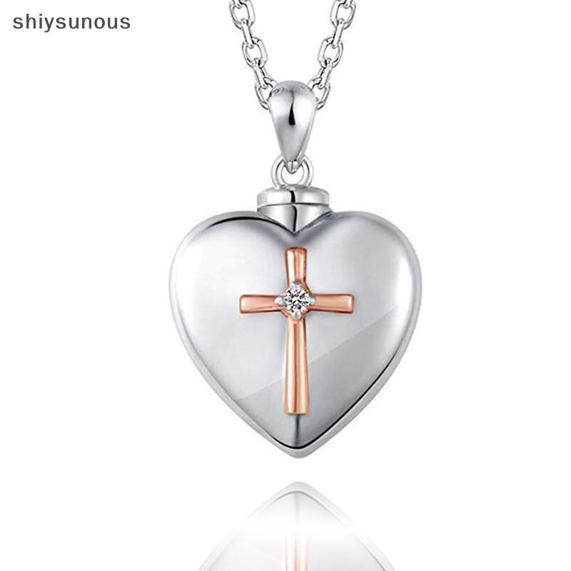 [shiysunous] จี้ไม้กางเขนหัวใจศพที่ระลึกสร้อยคอโกศสําหรับเครื่องประดับขี้เถ้า FFF