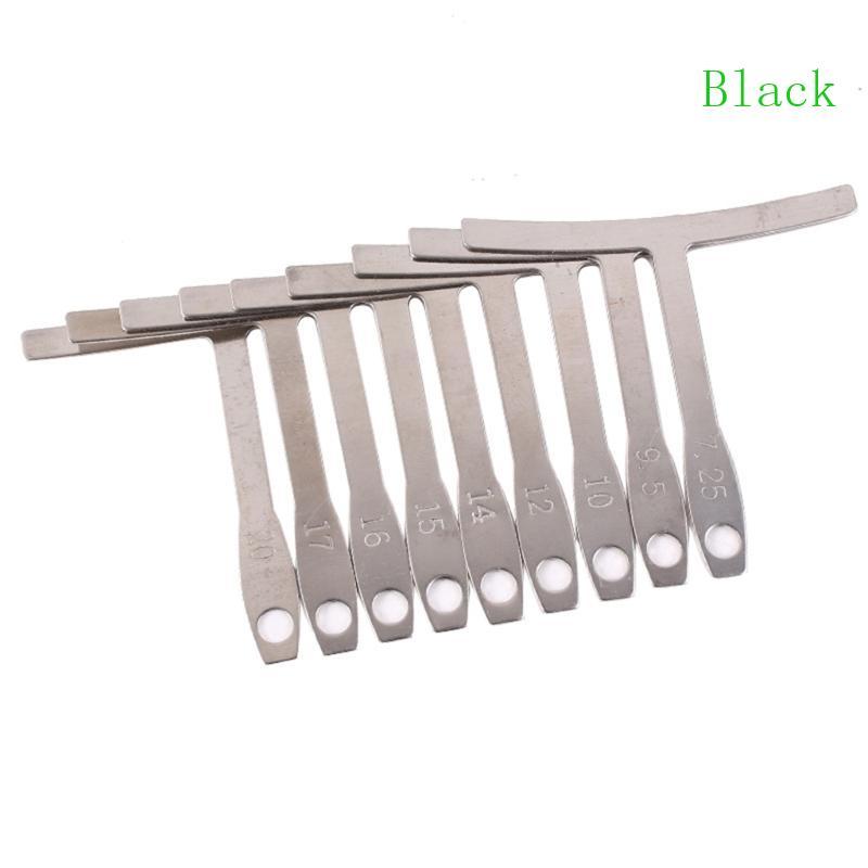 สีดํา 9 ชิ้น Understring Radius Gauge Universal Guitar Gauge เครื่องมือไม้บรรทัดใช้งานง่าย