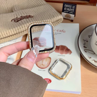 กรณี PC เพชร for Apple Watch 45มม IWatch Series 11 10 9 8 7 6 5 4 SE 3 2 1 44มม 42 41 40 38มม ปกป้องกันหน้าจอแก้วนิรภัย