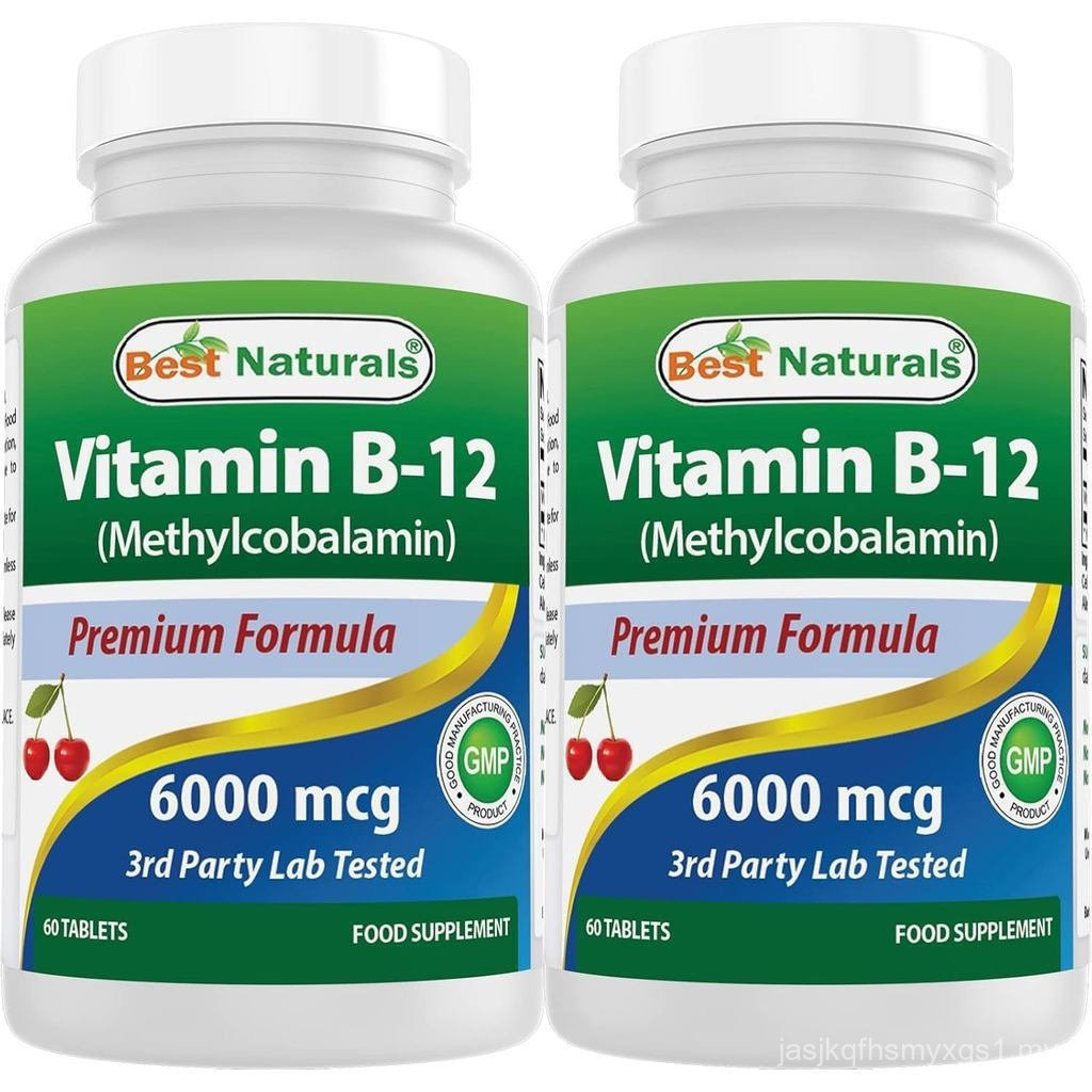 วิตามิน B12 Methylcobalamin (Metil B12) Pilihan Premium, 6000 Mikrogram 60 Tablet Kunyah (60 Tablet 