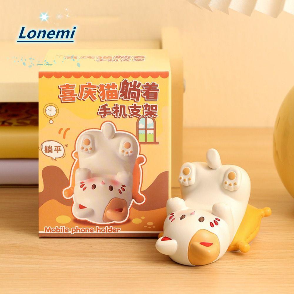 ที่วางโทรศัพท์ LONEMI,ที่ใส่แว่นตาการ์ตูนขนาดเล็ก,เรซินแบบพกพานอนแมวรูปร่างขาตั้งโทรศัพท์ตกแต่งบ้าน