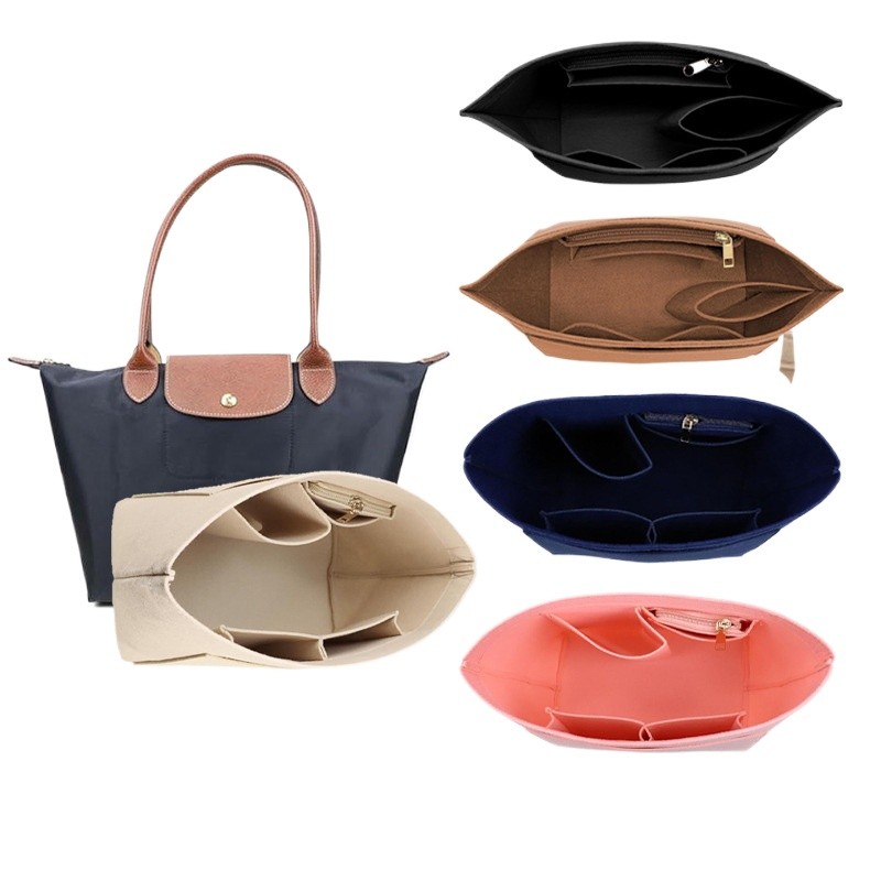 ตัวจัดระเบียบในกระเป๋าจากพรมเมล์สำหรับ Longchamp Le Pliage, ปรับทรงและเสริมภายในกระเป๋า tote, ใช้งานได้กับกระเป๋าทุกรูปแบบ, เคสมakeupพกพาสะดวก