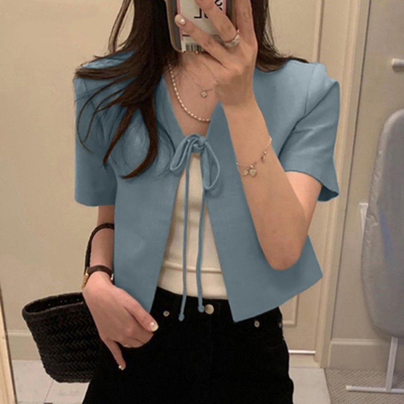 เสื้อแจ็คเก็ตแขนสั้นสำหรับผู้หญิงสไตล์แฟชั่นเกาหลี – โปรปัง