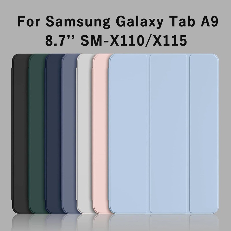 SAMSUNG สีทึบสําหรับSamsung Galaxy A11 A11 + 11 8.7นิ้วTri-Foldซิลิคอนอ่อนปกหลังสําหรับSamsung Tab A9 + A9 A8 A7 Lite X210 X110 T500 2021 กันกระแทกแท็บเล็ตเกราะป้องกัน