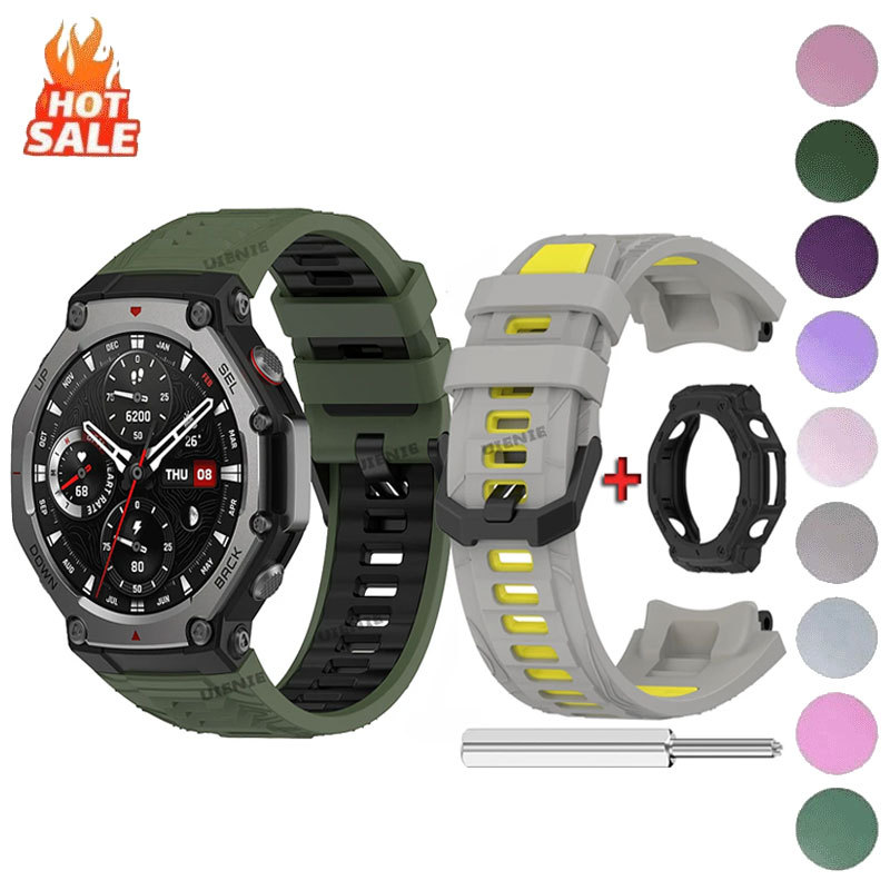 สายรัดซิลิโคนสําหรับ Huami Amazfit T-REX 3 สมาร์ทวอท์ชสายนาฬิกา T-Rex3 กีฬาสร้อยข้อมือสายรัดข้อมือเครื่องมือ
