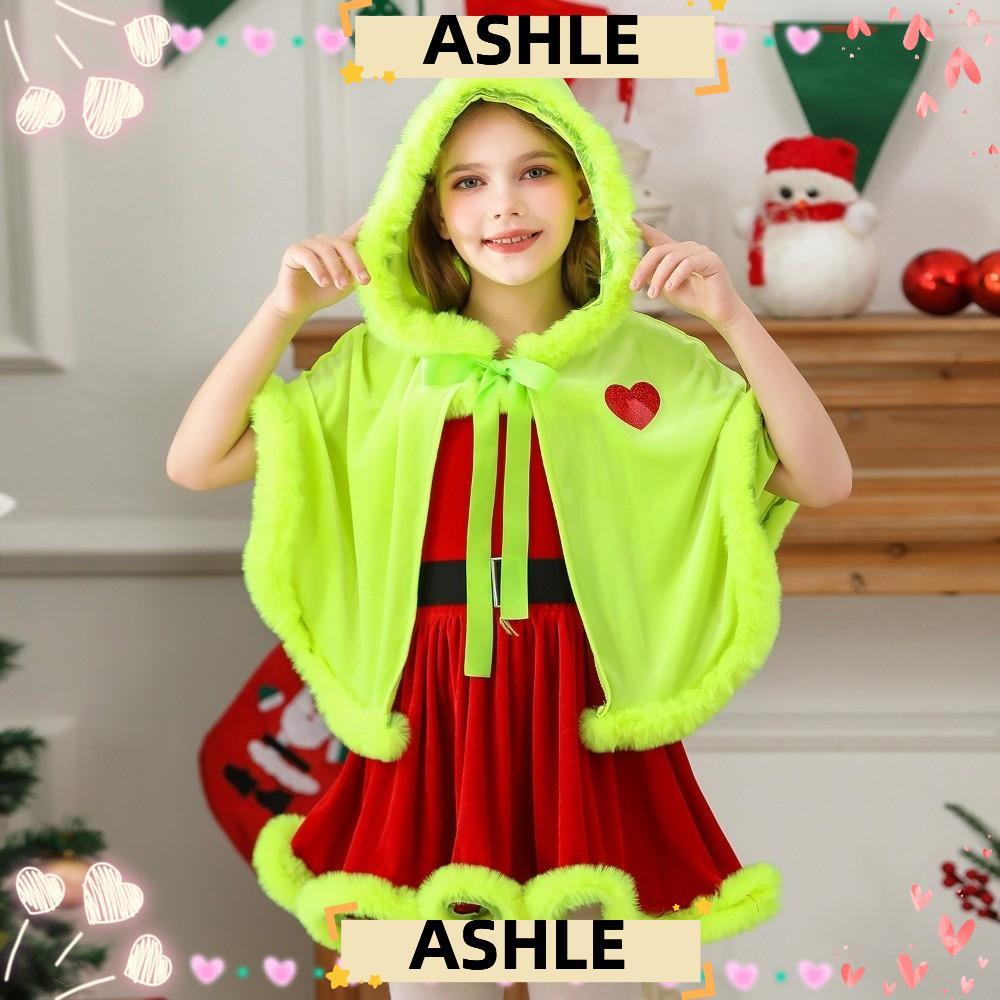 ASHLE ชุดคอสเพลย์ Grinch สีเขียว สำหรับงาน.party.christmas elf costume