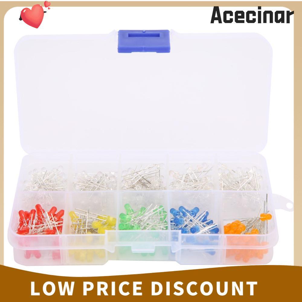 ACECINAR 300PCS ลูกปัดไฟ LED, 3 มม.คละสีไฟ LED Diode, แรงดันไฟฟ้าต่ําขนาดเล็ก LED Luminous Diode Ass