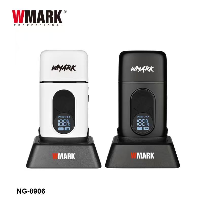 WMARK NG-8906 เครื่องโกนหนวดไฟฟ้า Man 9500RPM พร้อมฐาน Charger โลหะเต็มรูปแบบจอแสดงผล LED UV ฆ่าเชื้