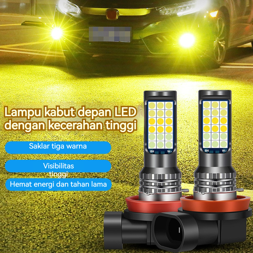 2 ชิ้นอเนกประสงค์ H8 H11 H16 ไฟตัดหมอก LED สามสีสําหรับรถยนต์ที่มีประสิทธิภาพสูง