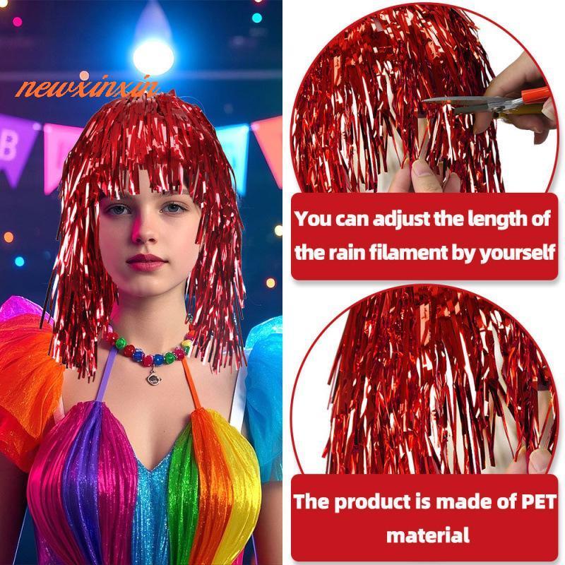 วิกผมโลหะทินเซลสำหรับ.party และคอสเพลย์ มาพร้อมหมวกfoil ส่องแสง