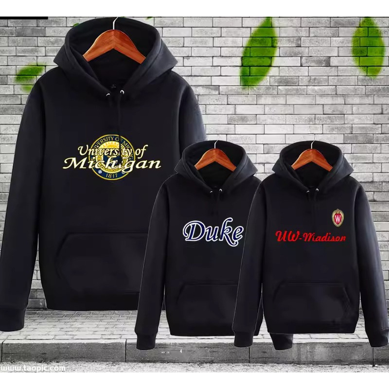 เสื้อกันหนาวมีฮู้ด Duke Michigan University สำหรับทุกเพศ สไตล์นักศึกษา