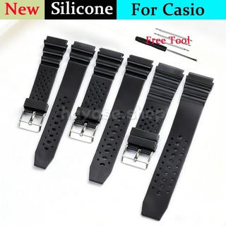 18/20/22 มม.ซิลิโคนสําหรับ Casio W800H F91W F84 F105/108/A158/168 กันน้ํา Breathable ยางนาฬิกาผู้ชายผู้หญิงกีฬานาฬิกาสายรัดข้อมือ