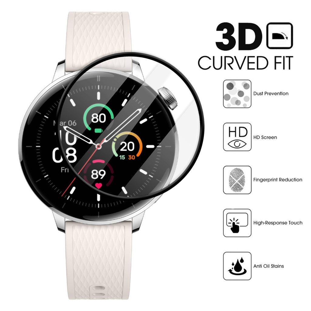 ตัวป้องกันหน้าจอโค้งเต็มรูปแบบสําหรับ OnePlus Watch3 3D ครอบคลุมป้องกัน SmartWatch ฟิล์มสําหรับ OneP