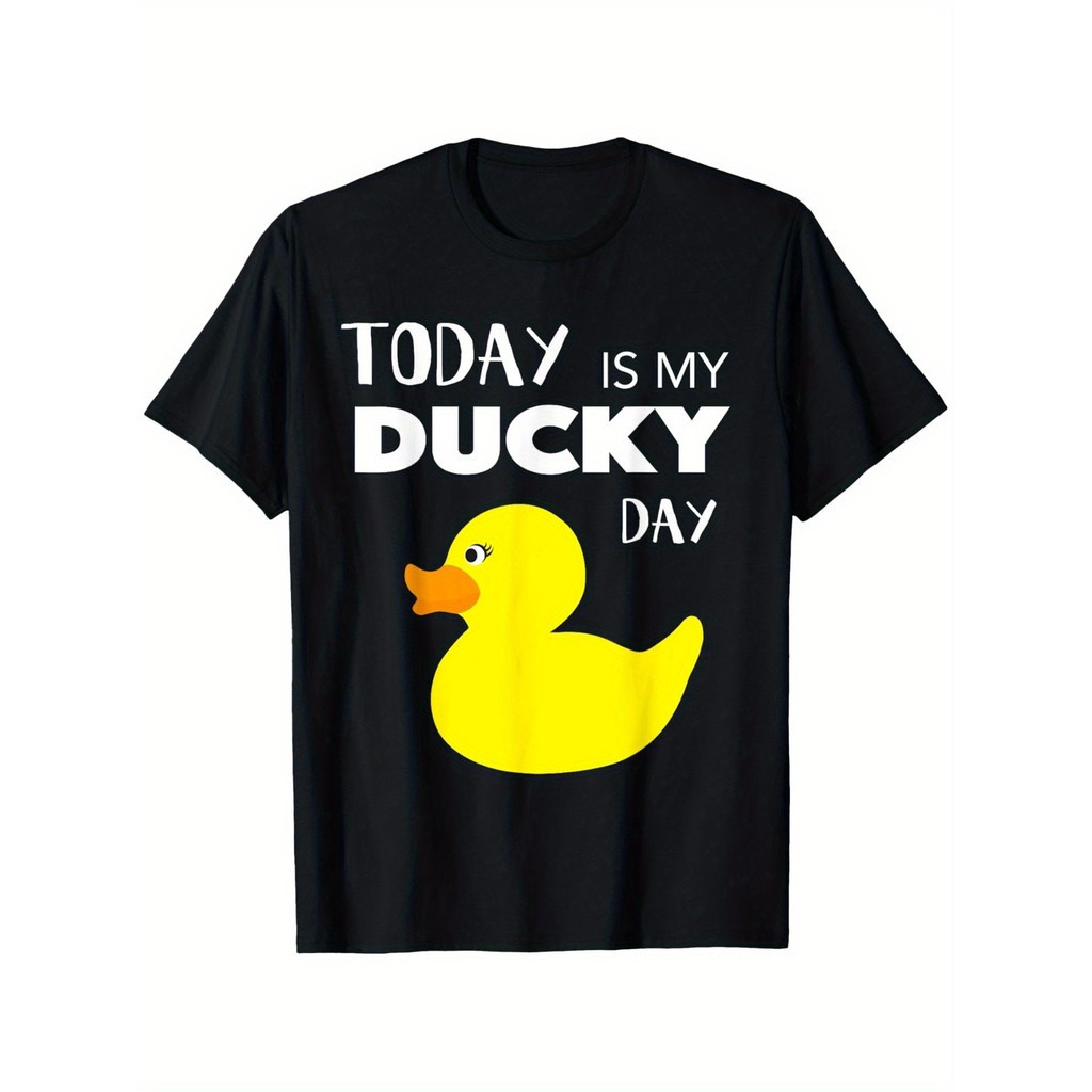 วันนี้เป็นวัน My Ducky เสื้อยืดกราฟิก – เสื้อยืดผ้าฝ้ายแบบสบายสำหรับทุกเพศ ดีไซน์เป็ดยาง สีดำ