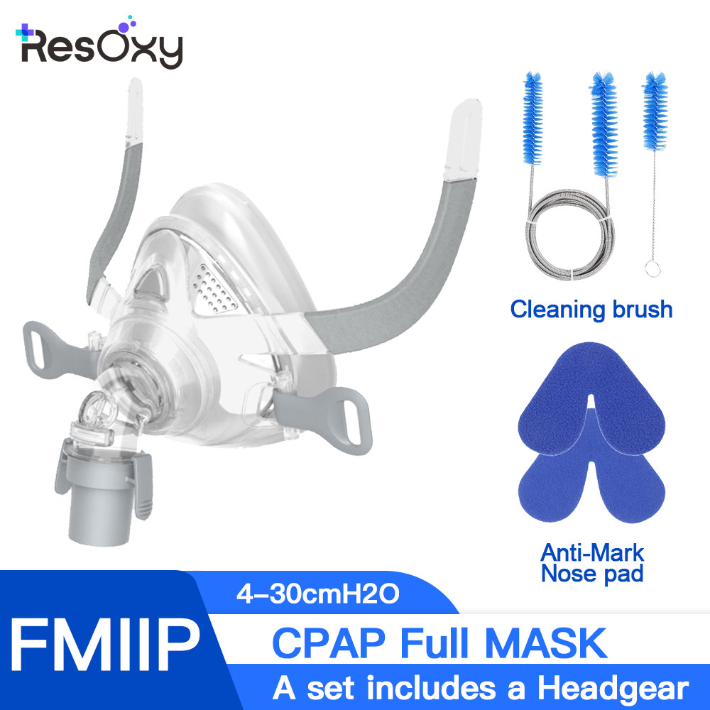 Resoxy CPAP Full Face Mask Sleep Apnea พร้อมหมวก Anti mark pad แปรงทําความสะอาดสําหรับ Cpap Bipap เค