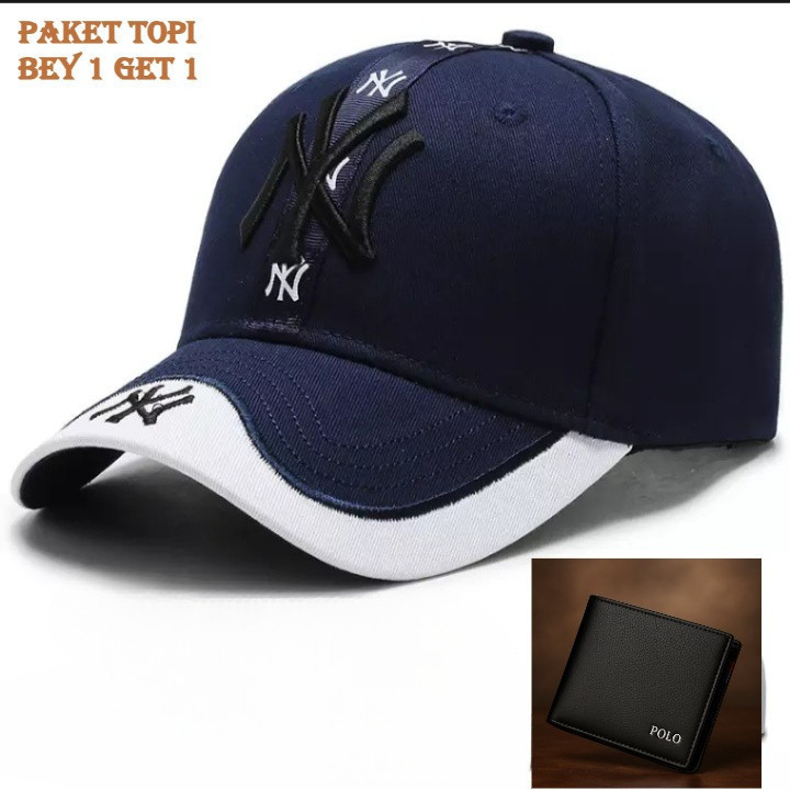 MANGARAYOK.ID NY NEW YORK UNISEX HAT PACKAGE สําหรับผู้ชายและผู้หญิง / HAT PACKAGE ฟรี POLO WALLET /