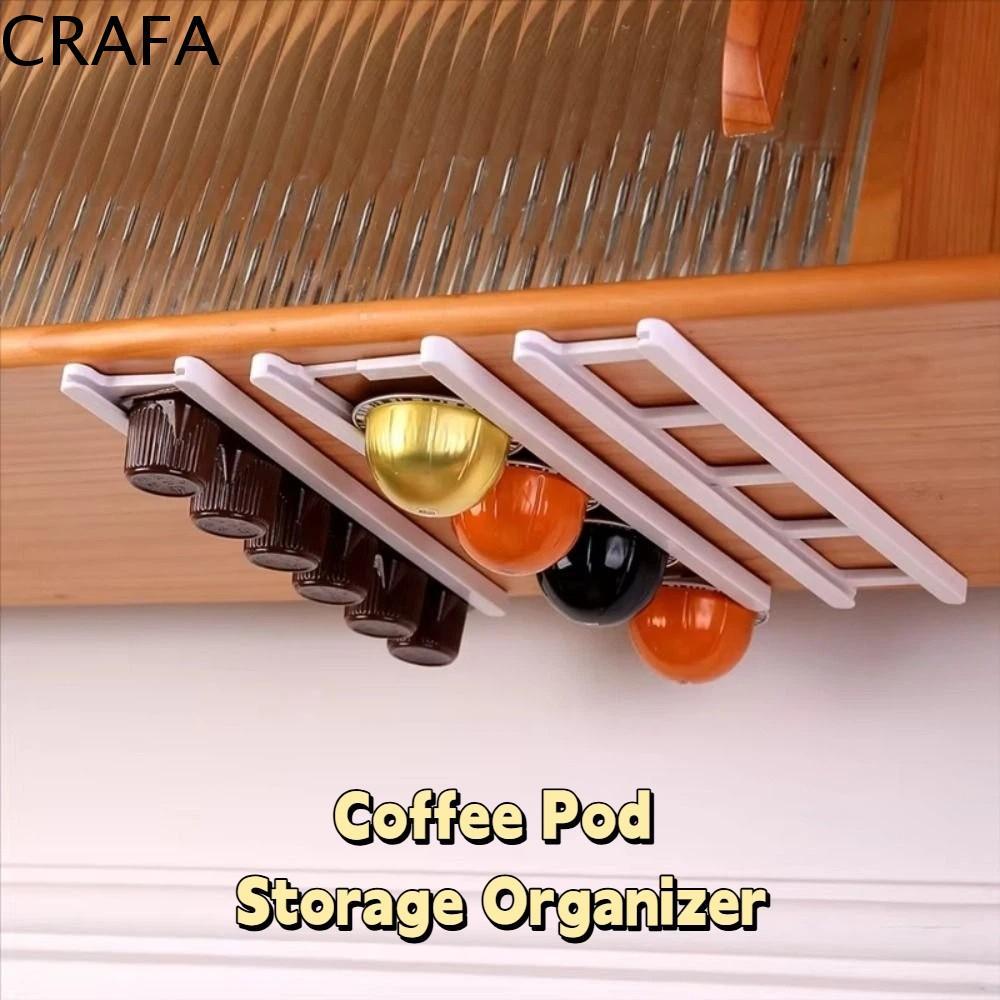 CRAFA 4 ชิ้นกาแฟ Pod Keepers, กาวติดผนังกาแฟแคปซูล Rack, ปรับประหยัดพื้นที่ Coffee Pod Holder Coffee