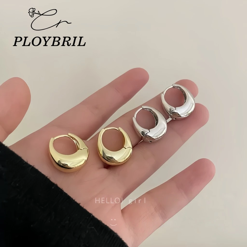 PLOYBRIL ต่างหูโลหะ ทรงเรขาคณิต เรียบง่าย สไตล์เกาหลี thumbnail 10