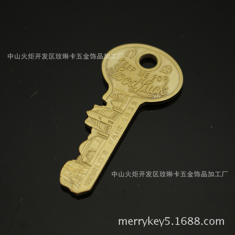 ทองเหลือง 33 Chicago World Expo Lucky Key จี้ Live Influencer พวงกุญแจรถจี้เครื่องประดับ