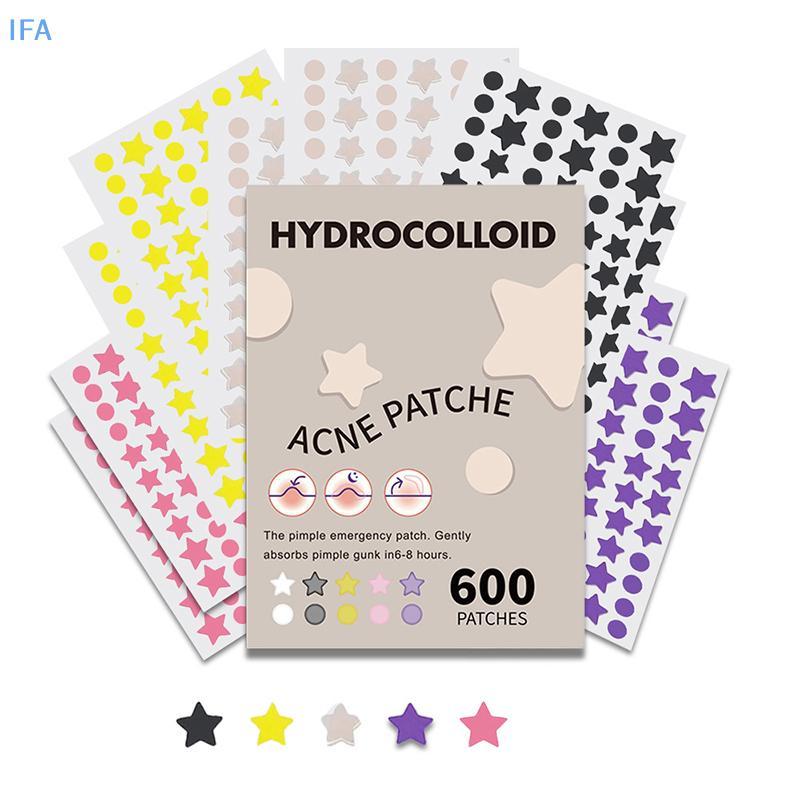 IFA 600 ชิ้น/เซ็ต Star Pimple Patch สิวที่มีสีสันที่มองไม่เห็น Skin Care Stiers คอนซีลเลอร์ Face Spo