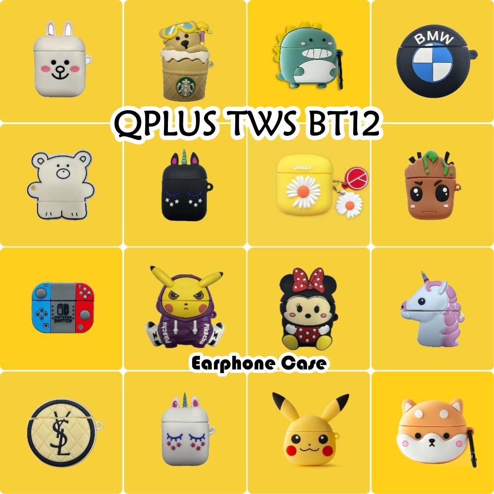 In StockFor QPLUS TWS BT12 Case Casing Soft Silicone Headphone Case Cool Tide Cartoon