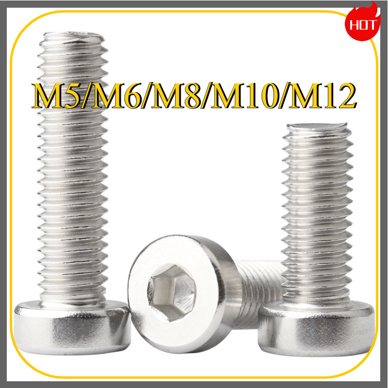 น็อตหัวจมบาง สกรูหัวจมหกเหลียม หัวสั้น สแตนเลส304 M5/M6/M8/M10/M12JFDP001-5