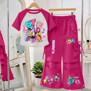 PINKชุดเซ็ทเด็ก2ชิ้น ลายการ์ตูนสุดฮิตkpop demon hunter เสื้อ…