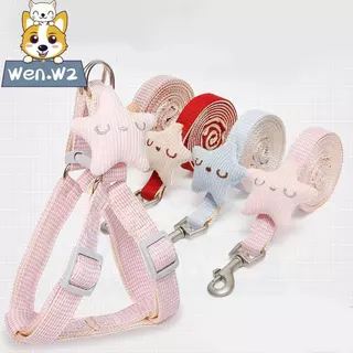 wen.W2 ชุดสายจูงสัตว์เลี้ยง ฮาร์เนสนุ่มปรับได้ สายจูงแมว สำหรับสุนัข แมวตัวเล็ก ใส่สบาย