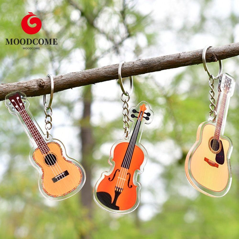 MOODCOME กีตาร์พวงกุญแจอะคริลิค, Ukulele VIOLIN กีตาร์จี้, Musician เครื่องประดับ Cello Djembe Zier 
