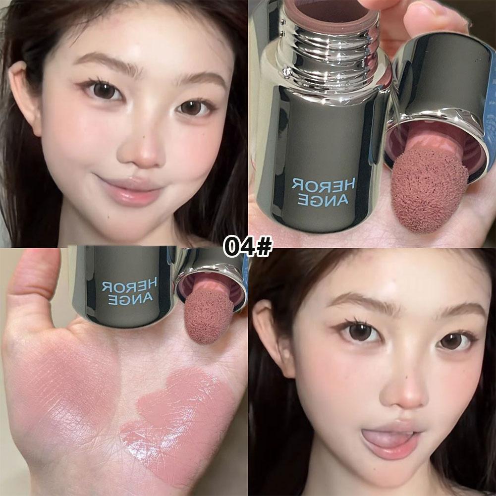 ความอิ่มตัวต่ํา Matte Peach Pink Plush Brush Liquid Tint Light Blusher Natural Cheek Apply E2d2