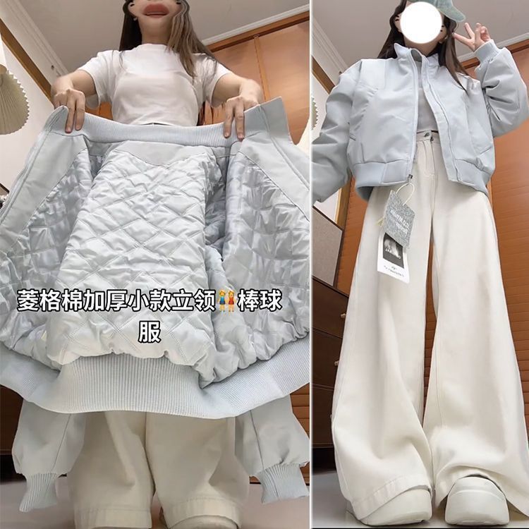 [ลดราคาจํากัดเวลา] ย้อนยุคสั้นยืนขึ้นปกเสื้อแจ็คเก็ตผ้าฝ้ายฤดูหนาวเวอร์ชั่นเกาหลีหลวมนักเรียนผ้านวมขนาดเล็กหนา