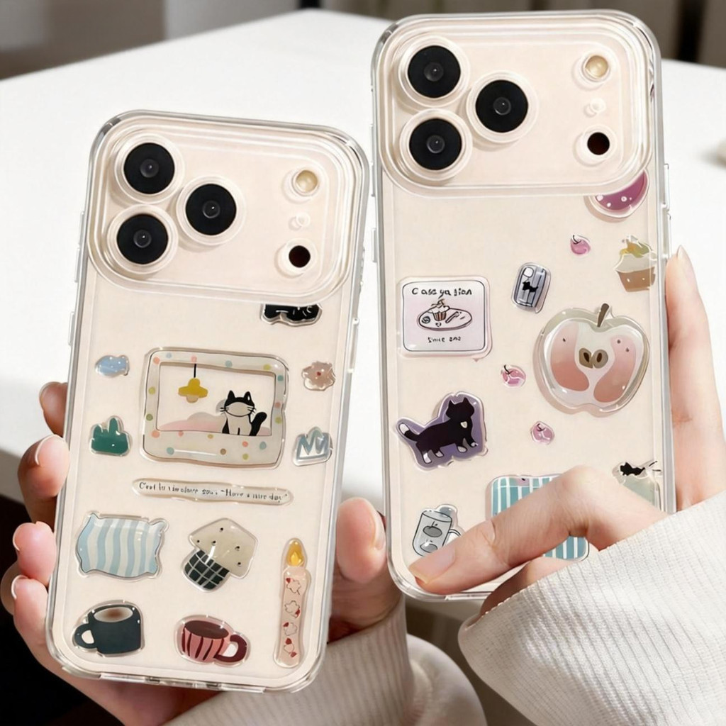 💖Nov💖-เคสคู่แมวทีวีน่ารัก หุ้มครบ หุ้มเลนส์ เคส iPhon 18/17PROMAX 17AIR เคสไอโฟน 13PRO 16PRO 15 14PL