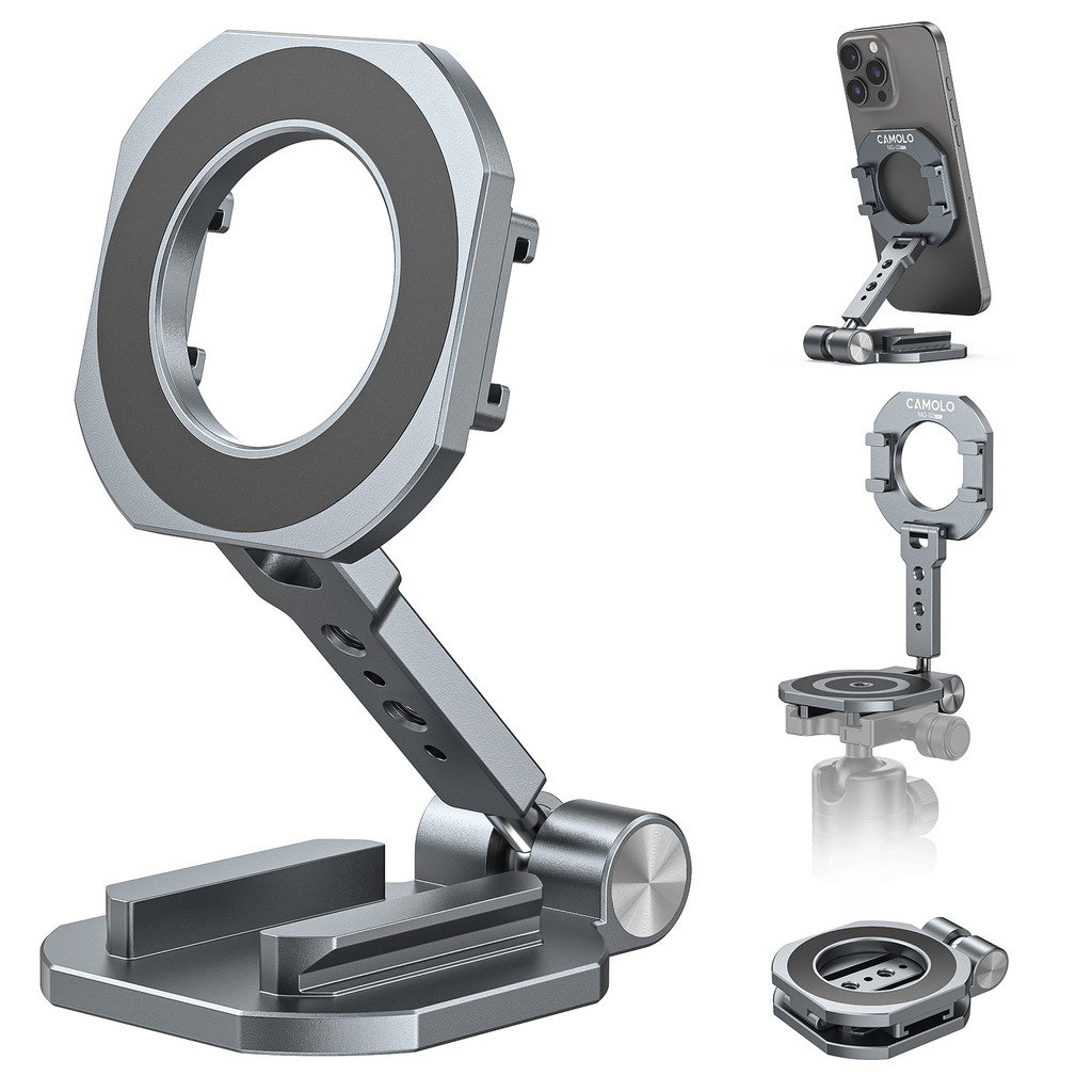 CAMOLO MG-02 Pro Dual Magnetic Phone Holder 1/4 "-20 ขาตั้งกล้อง Mount Gym Magnetic Phone Stand Trav