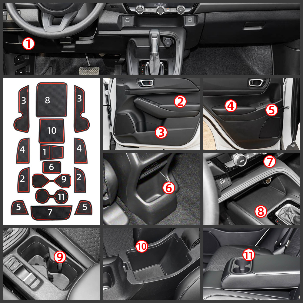 รถประตูสําหรับHonda HR-V HRV 2021 2022 ขวามือไดรฟ์ 15Pcs Anti-Dust Water Proof Groove Padอุปกรณ์ตกแต
