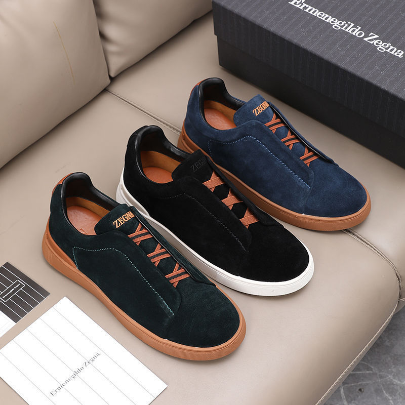 ZEGNA รองเท้าผ้าใบส้นแบนกลางแจ้งแคชเมียร์สําหรับผู้ชาย