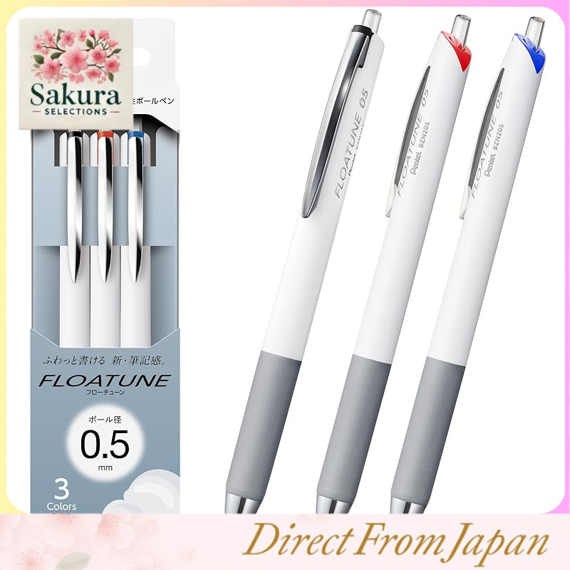 Pentel Flowtune 0.5mm Oil-Based Ballpoint Pens and Refills – Black, Red, Blue Ink Options